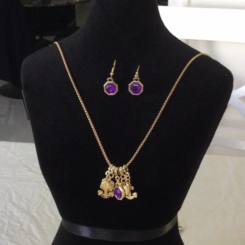 Effy Gold Color Necklace with Purple Accents NWOT
